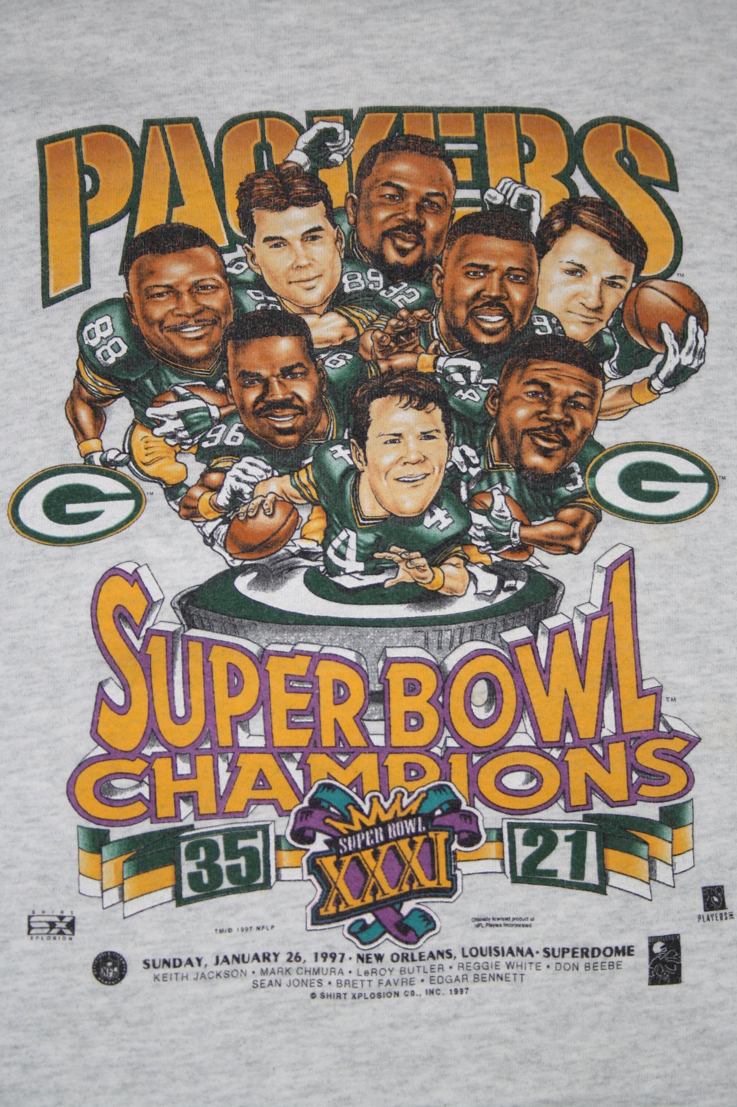 Vintage Super Bowl XXXI Champions Green Bay Packers Printed Sweater (XL)