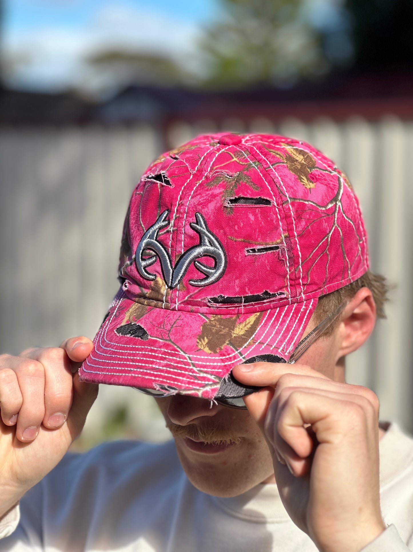 Vintage Distressed Pink Realtree Cap