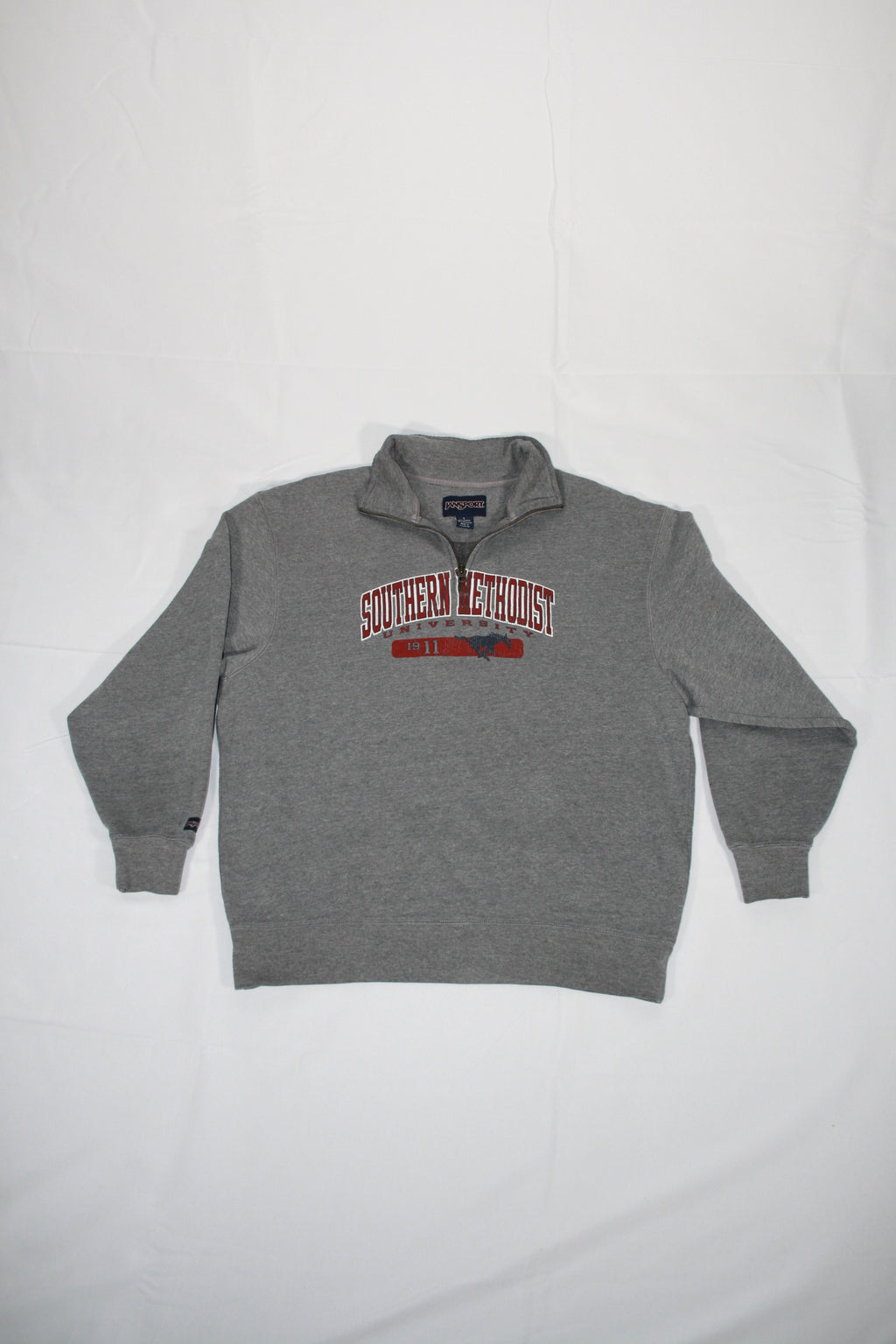 Vintage Southern Methodist University Printed Zip-Up Sweater (L)