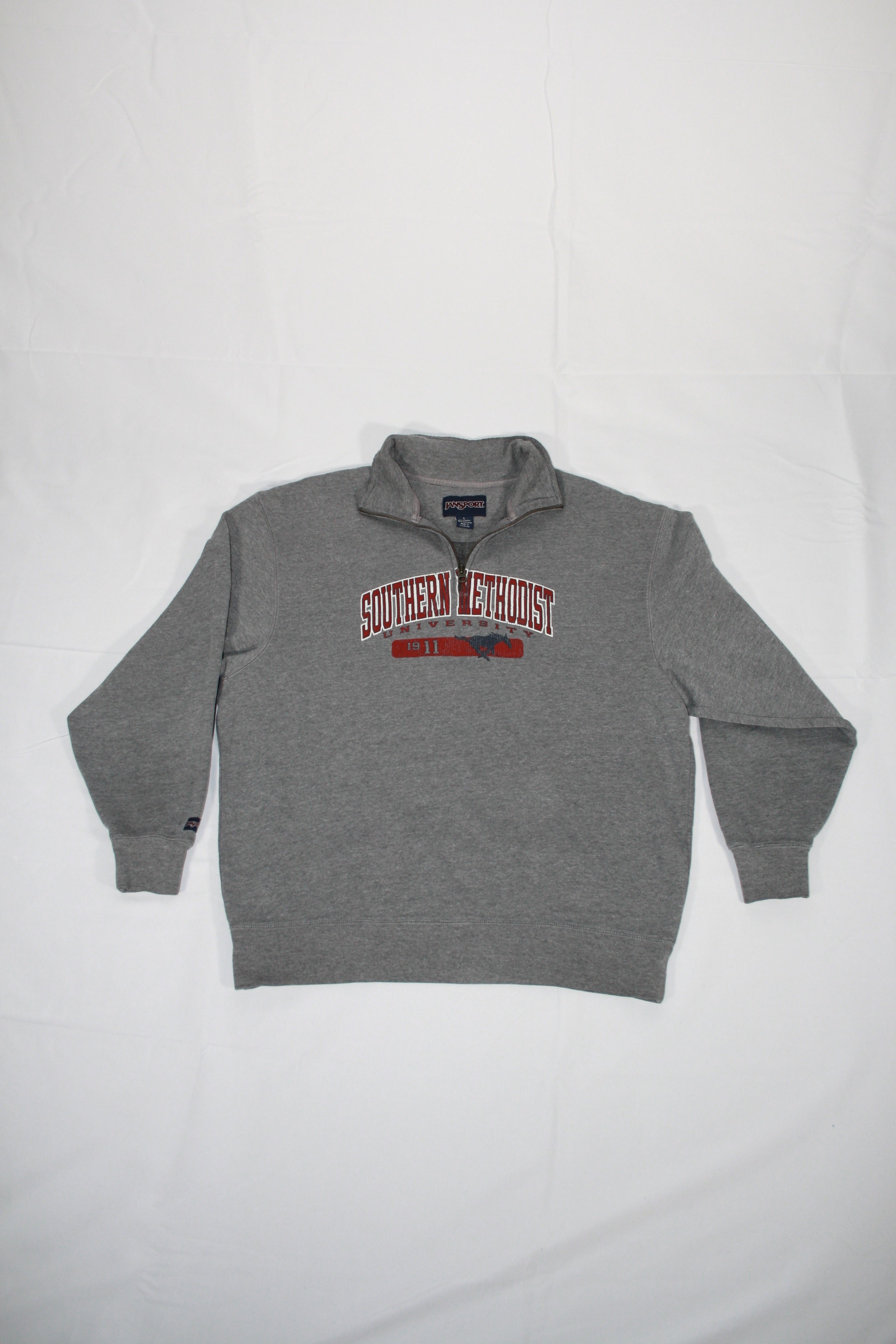 Vintage Southern Methodist University Printed Zip-Up Sweater (L)