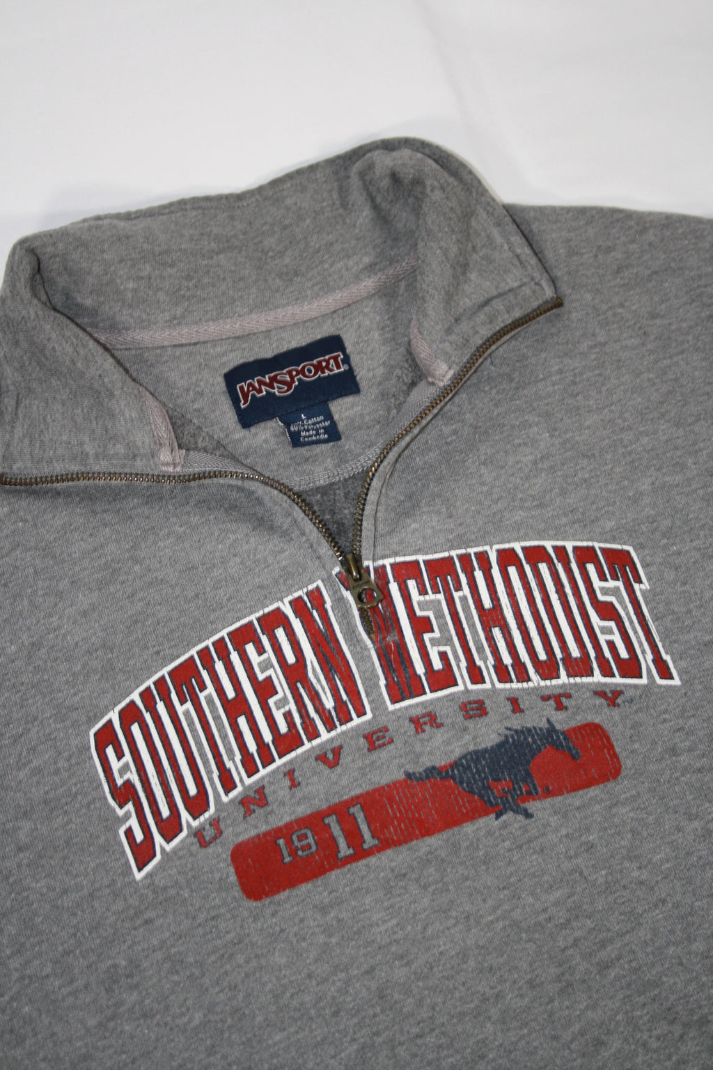 Vintage Southern Methodist University Printed Zip-Up Sweater (L)
