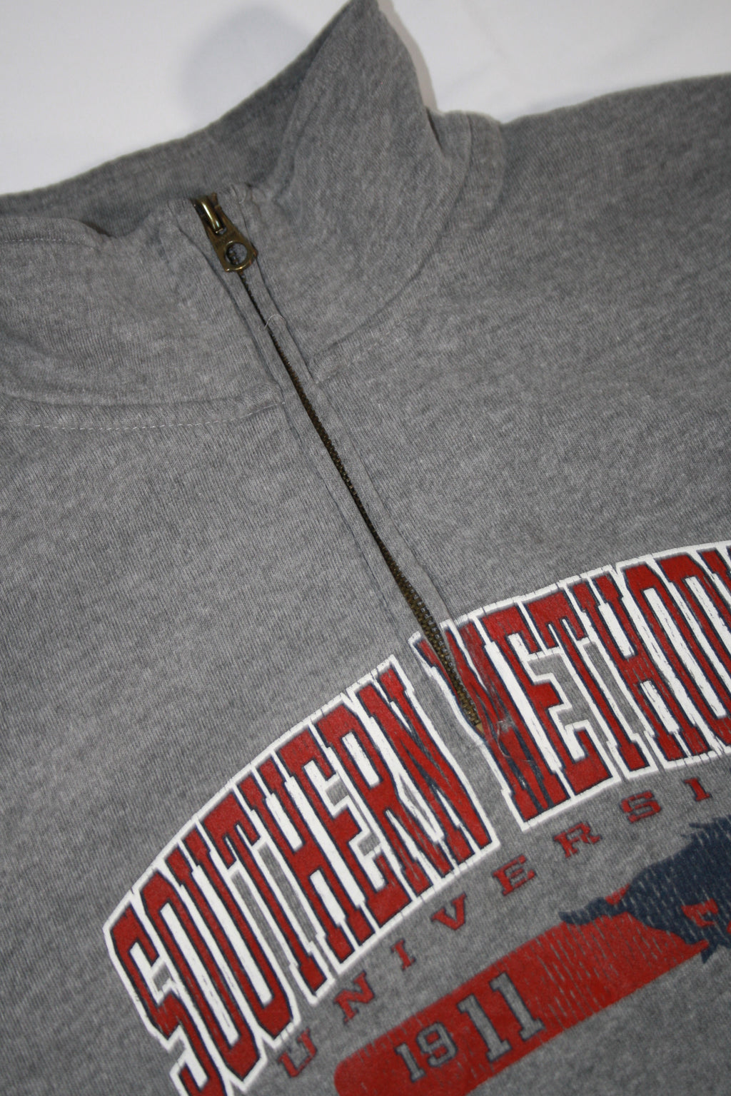 Vintage Southern Methodist University Printed Zip-Up Sweater (L)