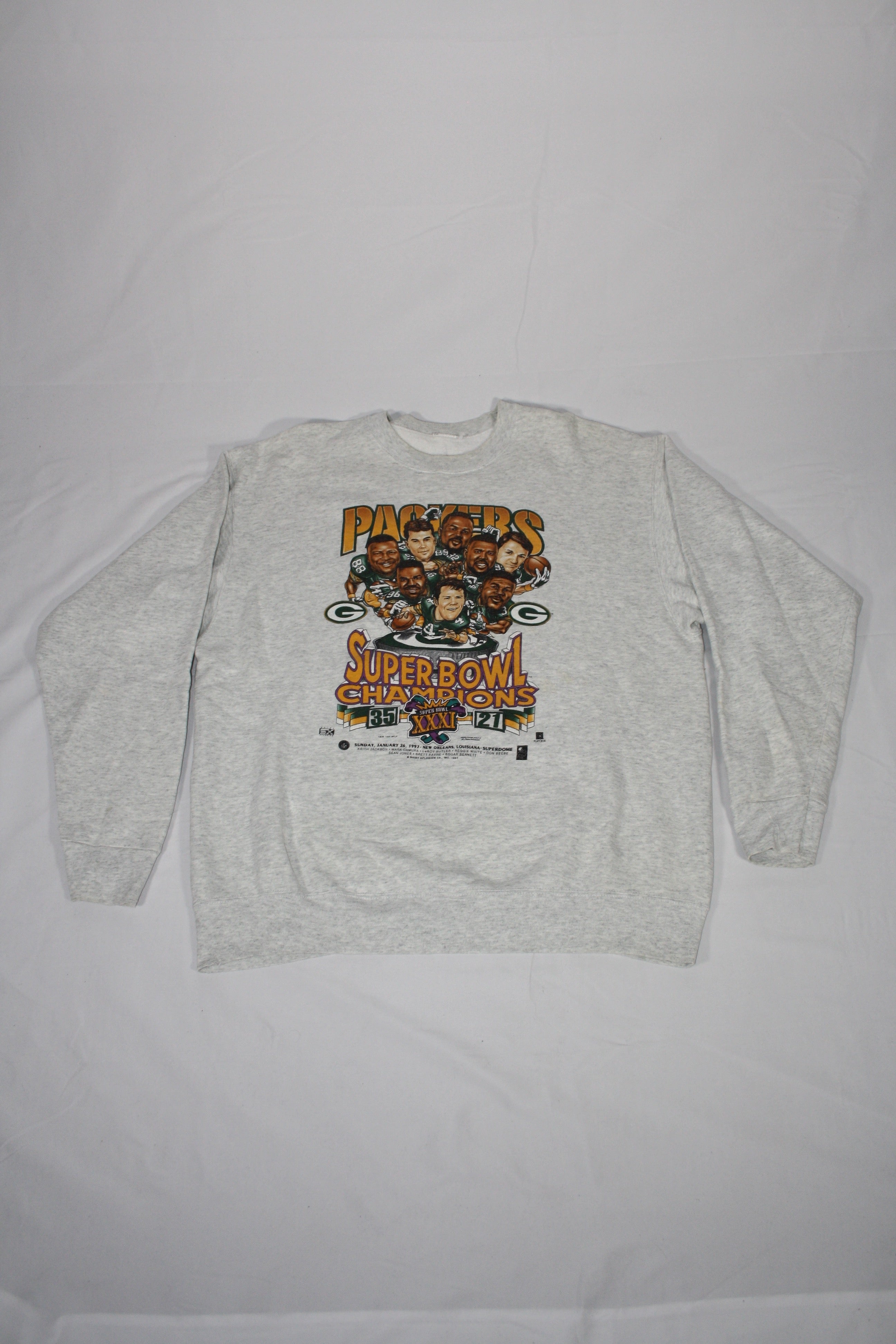 Vintage Super Bowl XXXI Champions Green Bay Packers Printed Sweater (XL)