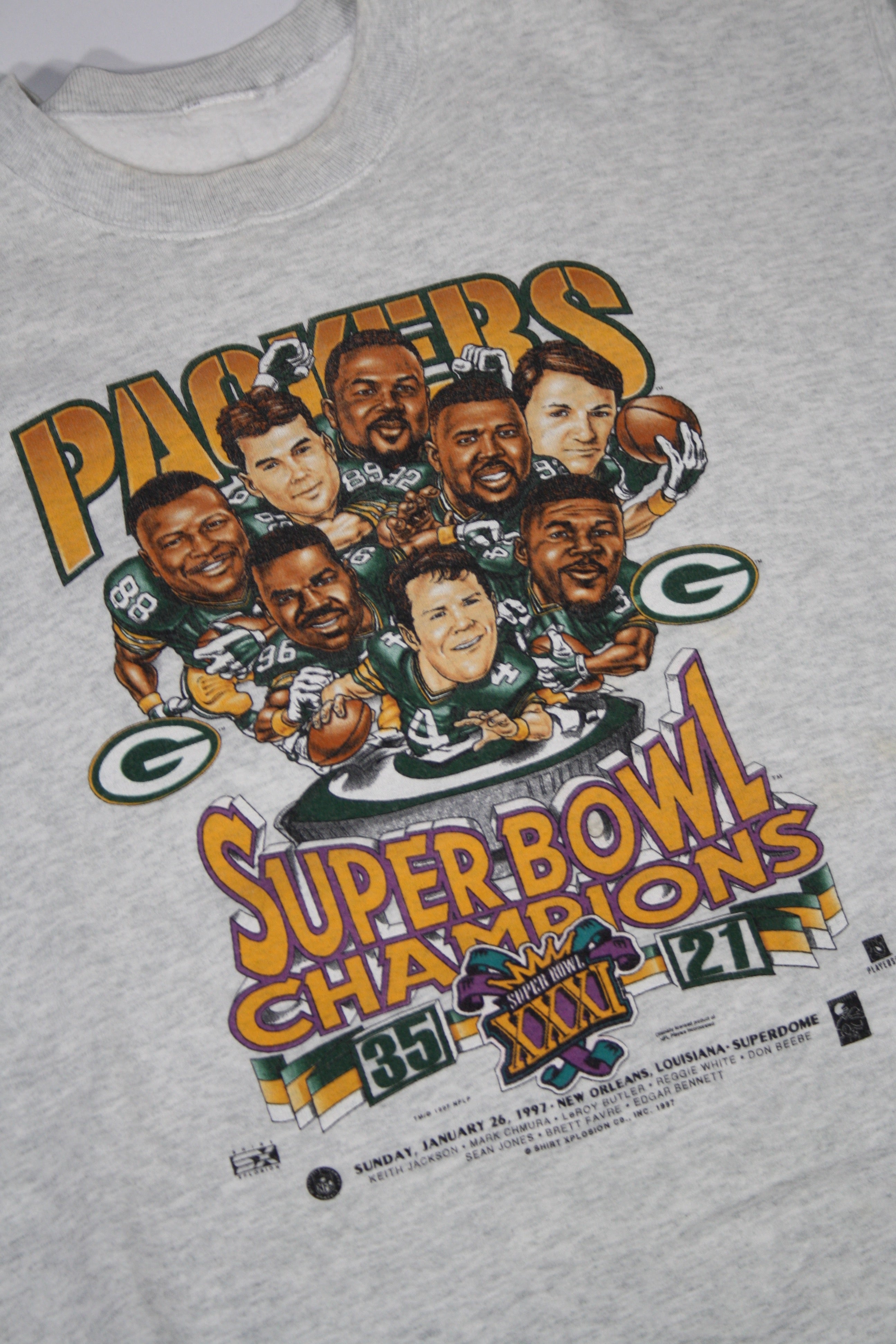 Vintage Super Bowl XXXI Champions Green Bay Packers Printed Sweater (XL)