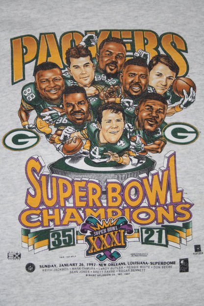 Vintage Super Bowl XXXI Champions Green Bay Packers Printed Sweater (XL)