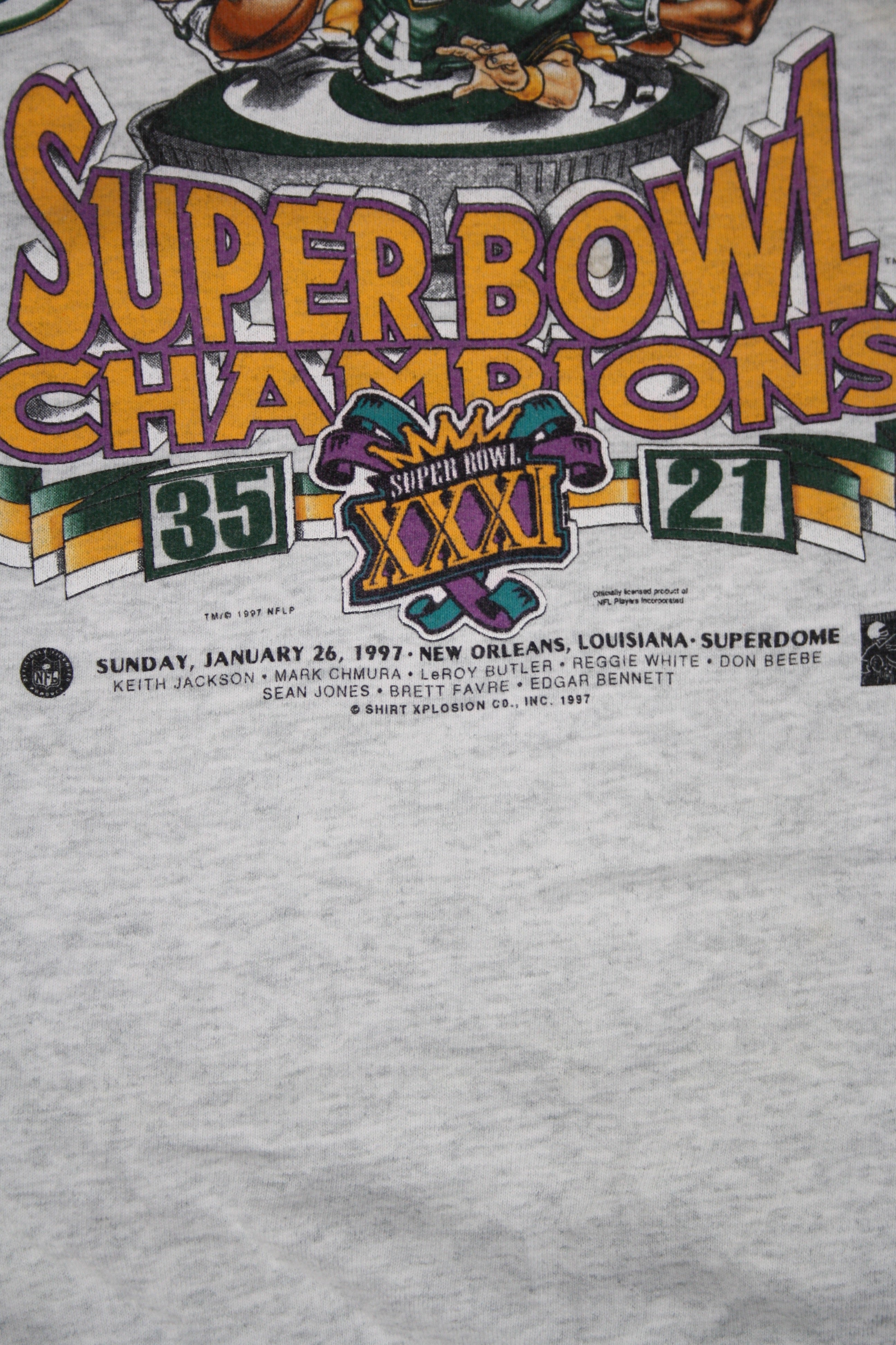 Vintage Super Bowl XXXI Champions Green Bay Packers Printed Sweater (XL)